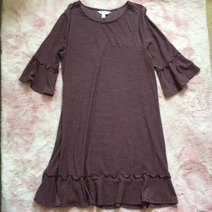 Maroon and white striped Lauren Conrad dress